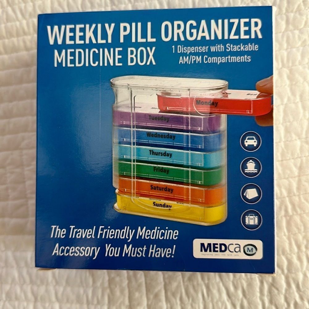 MEDca Pill Organizer Four Times-a-Day AM PM Stackable